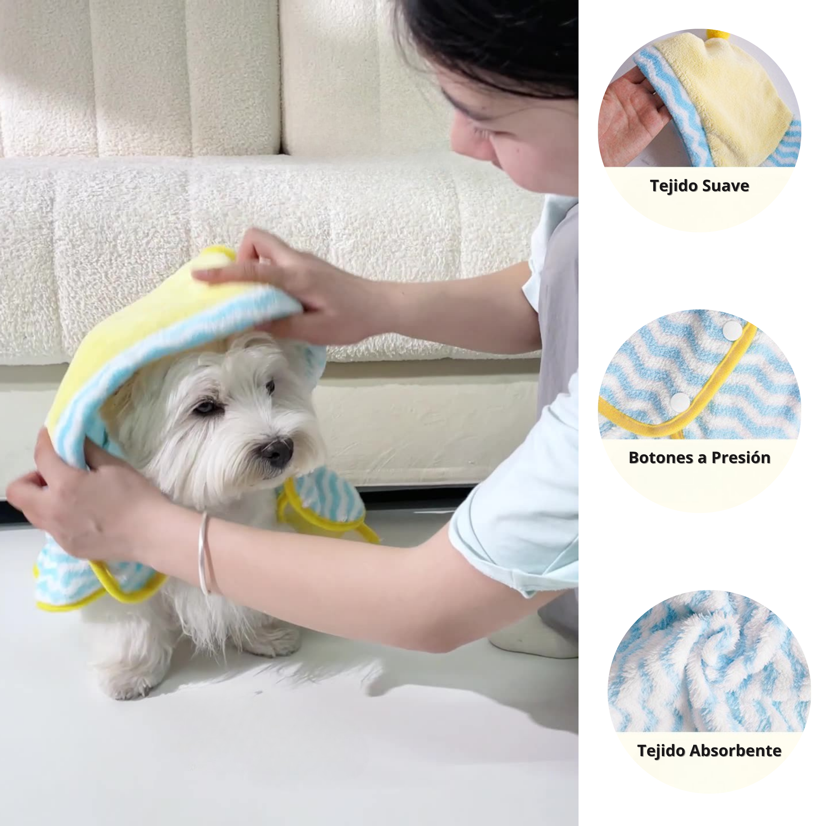 Albornoz de Microfibra con Capucha para Mascotas