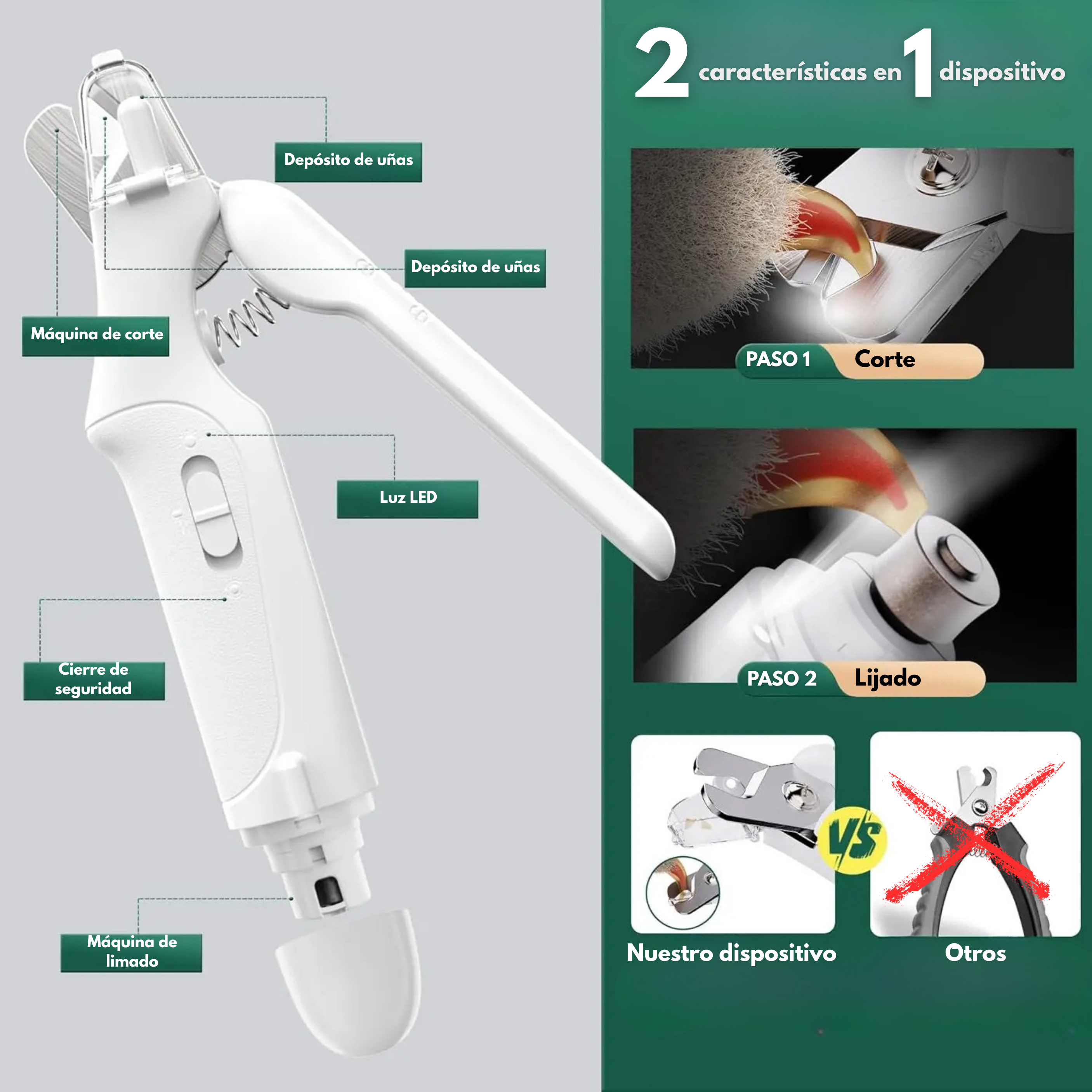 Lima Eléctrica para Uñas de Mascotas